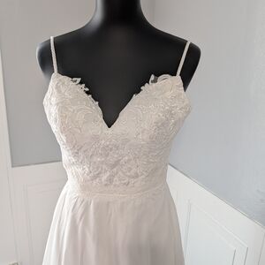Source Unknown White Embroidered Wedding Dress